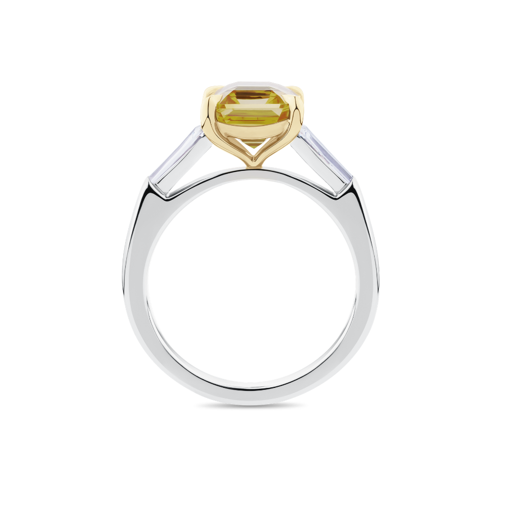 Emerald Cut Yellow Sapphire Ring in Platinum