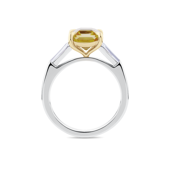 Emerald Cut Yellow Sapphire Ring in Platinum
