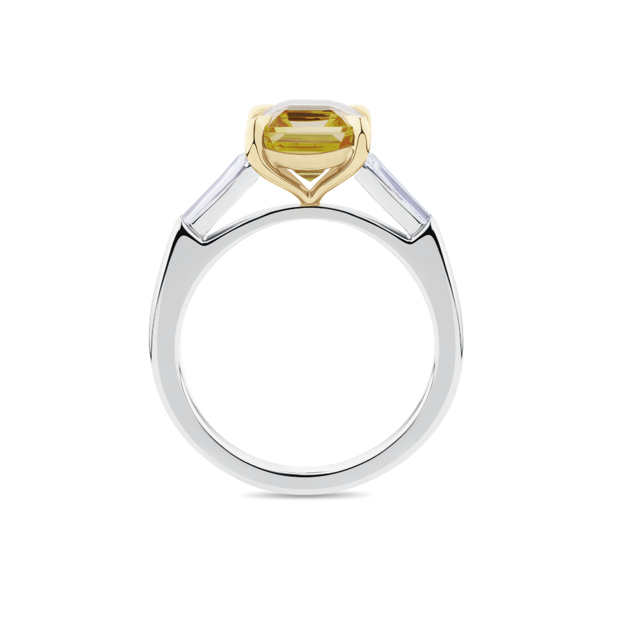 Emerald Cut Yellow Sapphire Ring in Platinum
