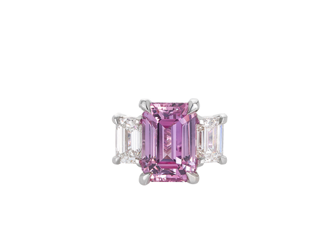 Pink Sapphire and Diamond Trilogy Ring
