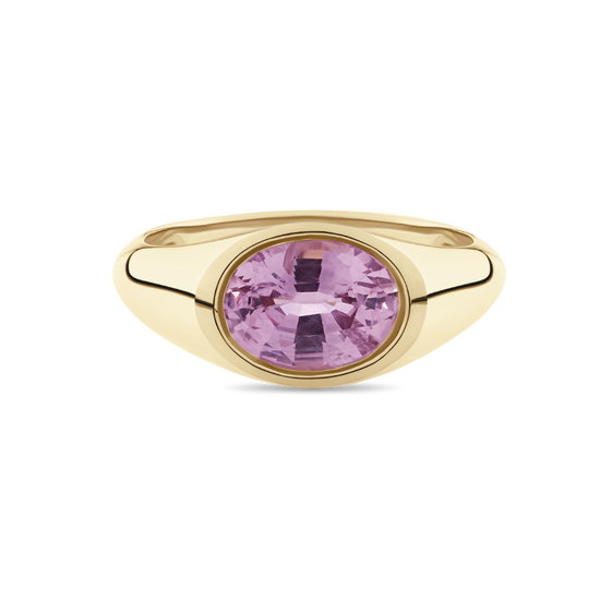Oval Cut Padparadscha Sapphire Signet Ring