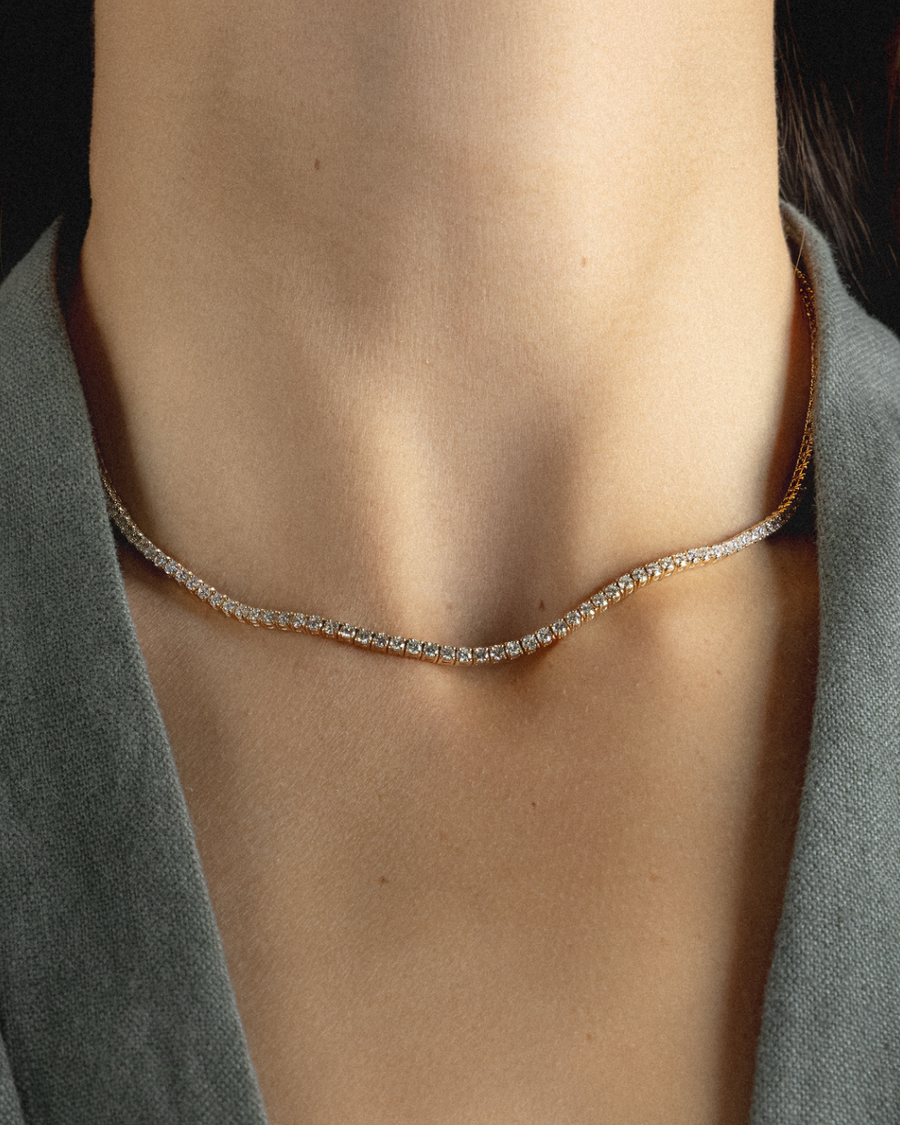 11.5ct Diamond Tennis Necklace in 18ct Yellow Gold
