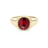 Cushion Cut Ruby Signet Ring in 18ct Yellow Gold