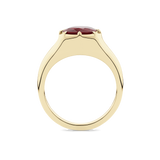 Cushion Cut Ruby Signet Ring in 18ct Yellow Gold