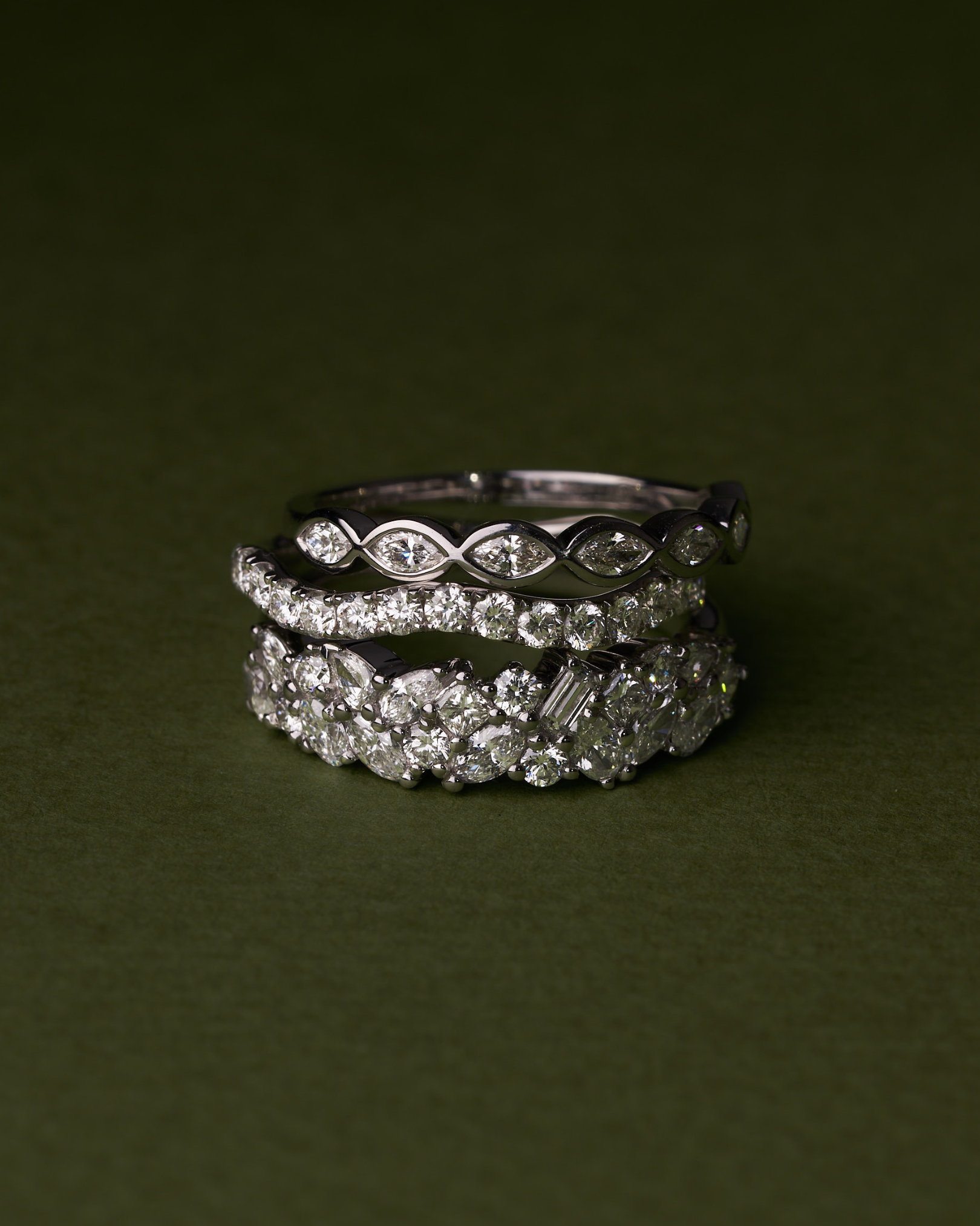 W.30 | Marquise Cut Diamond Bezel Wedding Band