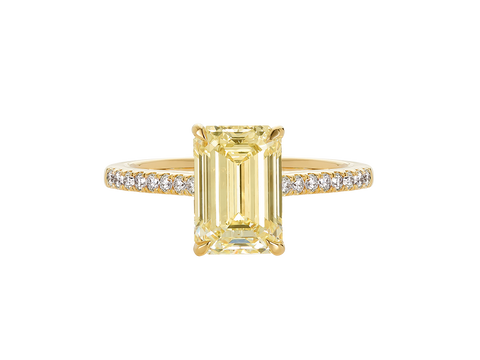 Emerald cut yellow on sale diamond