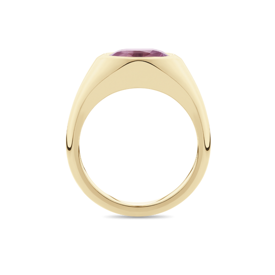 Oval Cut Padparadscha Sapphire Signet Ring