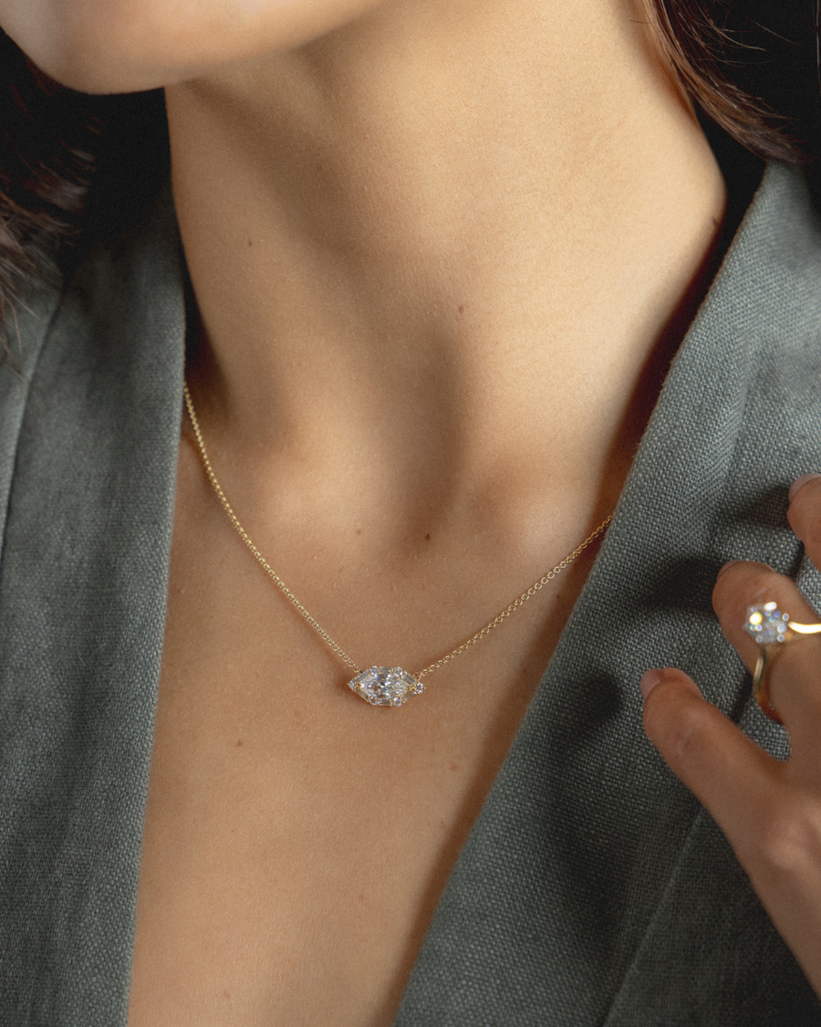 Marquise Diamond Pendant Necklace in 18ct Gold
