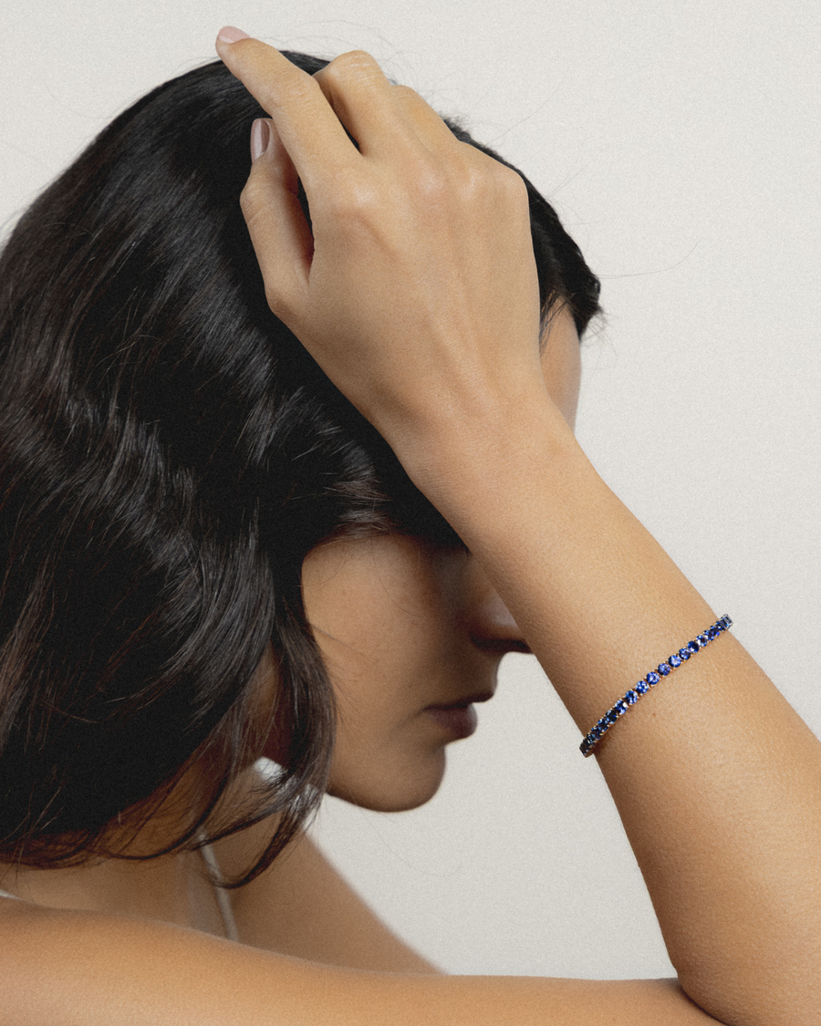 Round Royal Blue Sapphire Tennis Bracelet