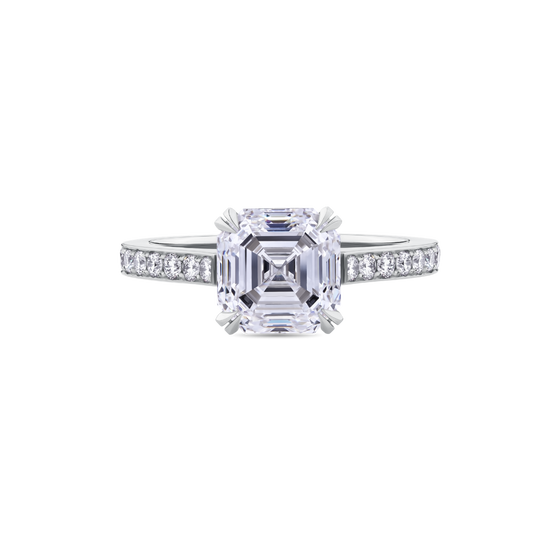 Asscher Cut Diamond Engagement Ring in Platinum