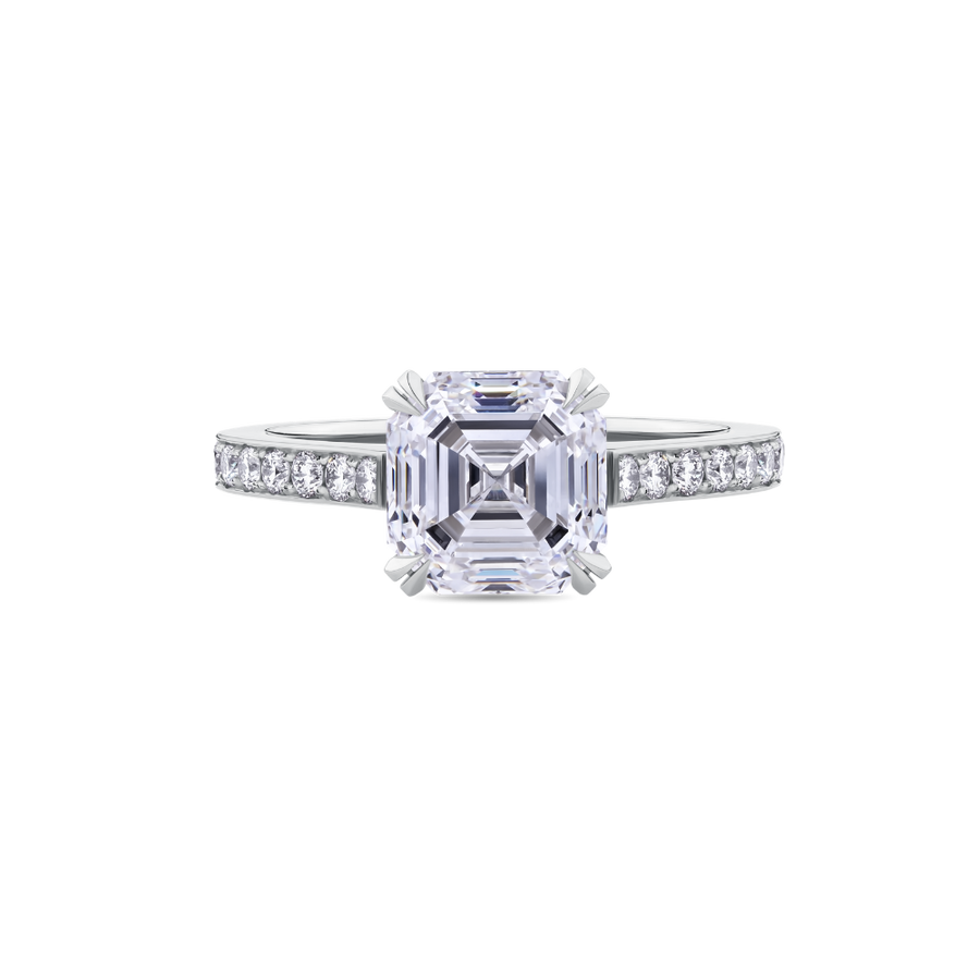 Asscher Cut Diamond Engagement Ring in Platinum