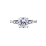 Asscher Cut Diamond Engagement Ring in Platinum