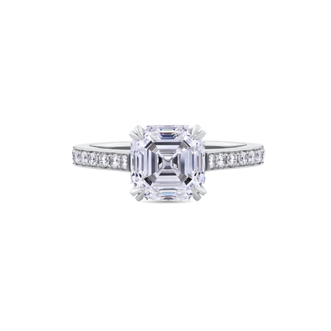 Asscher Cut Diamond Engagement Ring in Platinum