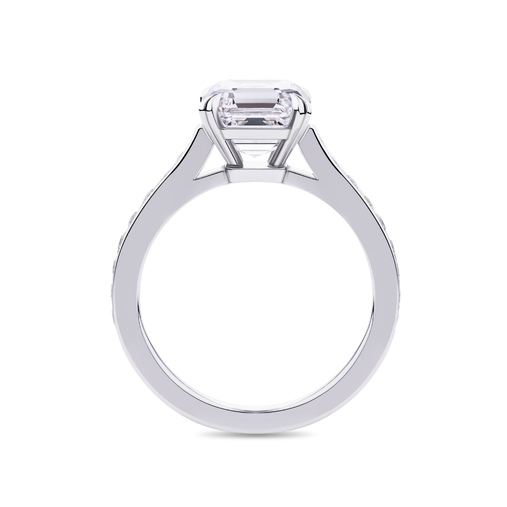 Asscher Cut Diamond Engagement Ring in Platinum