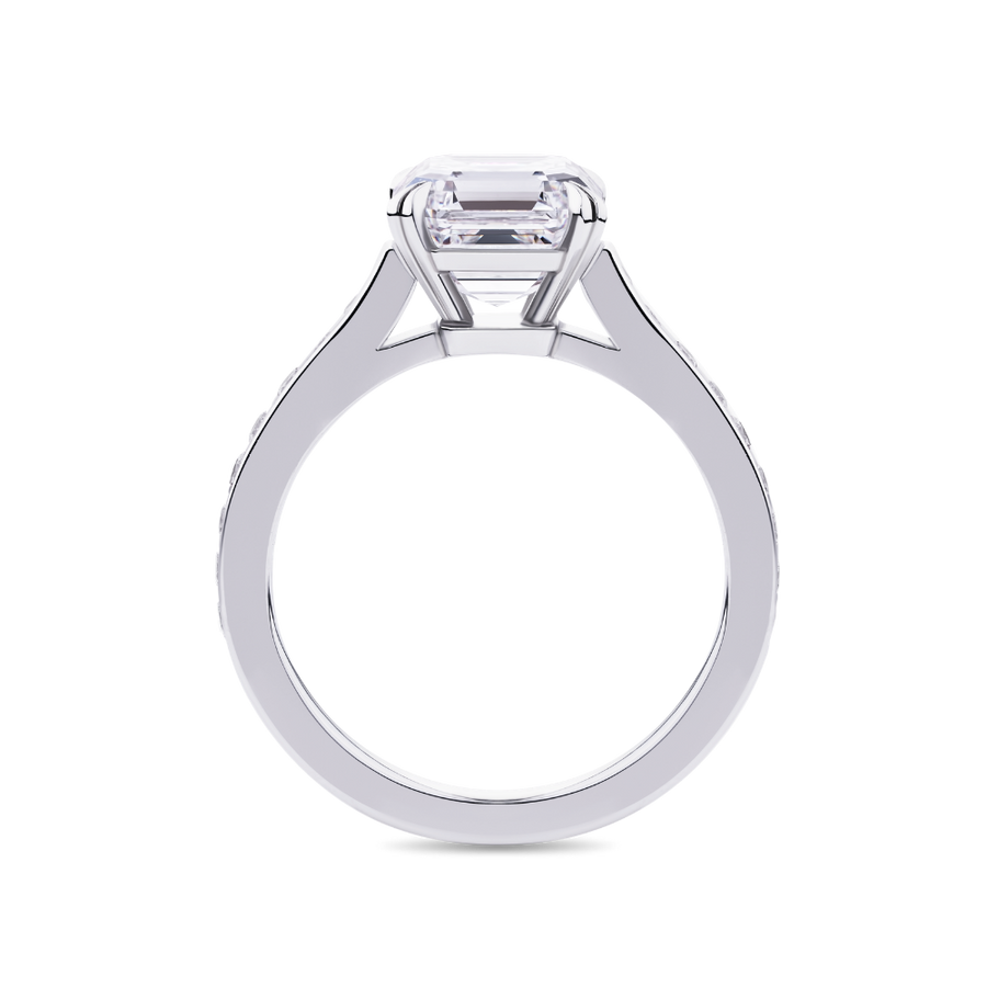 Asscher Cut Diamond Engagement Ring in Platinum