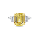 Emerald Cut Yellow Sapphire Ring in Platinum