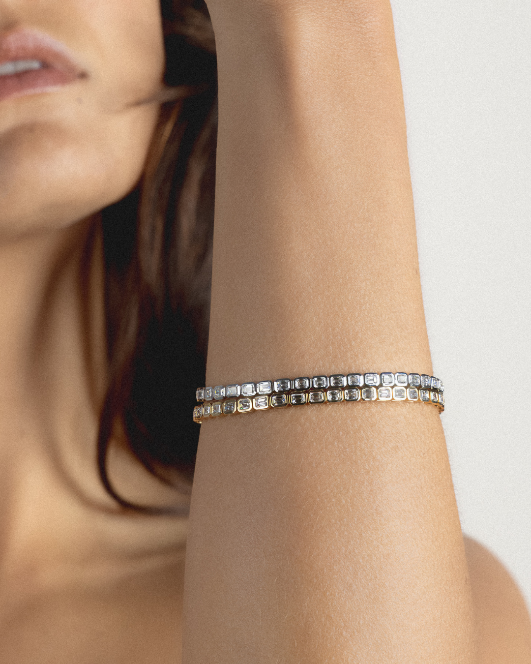 East–West Bezel Emerald Cut Diamond Bracelet
