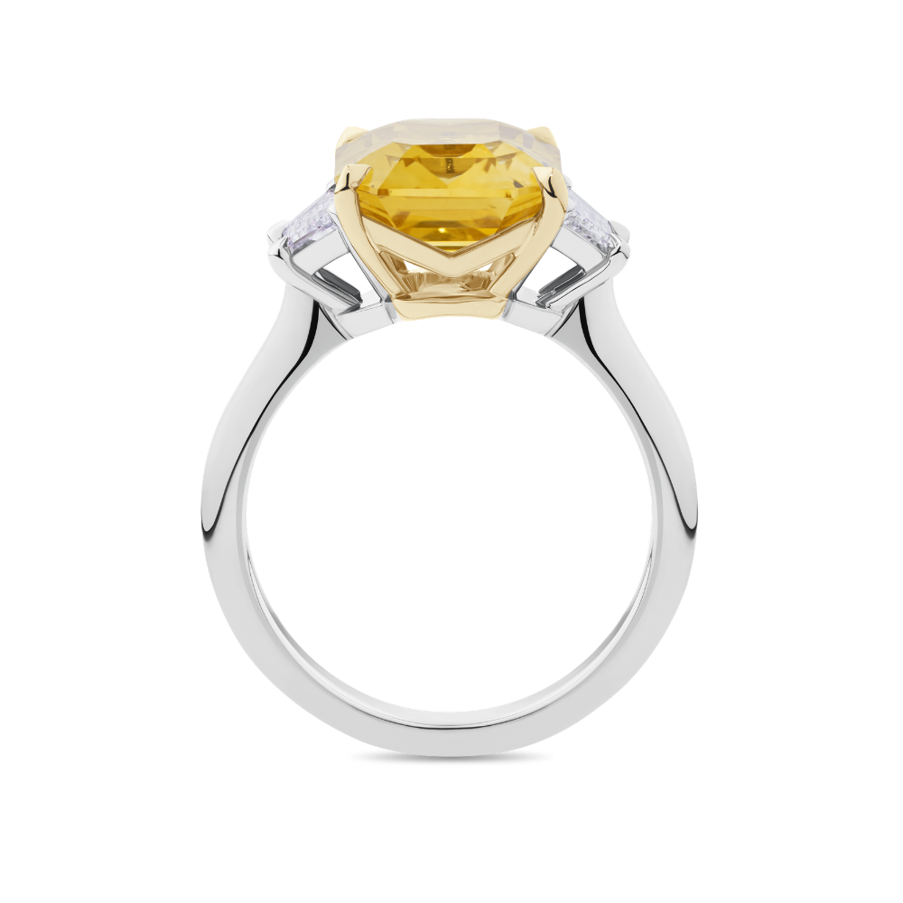 Emerald Cut Yellow Sapphire Ring in Platinum