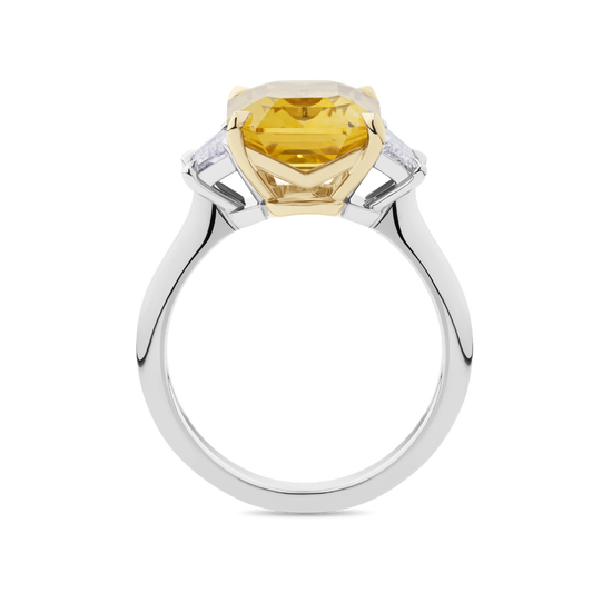Emerald Cut Yellow Sapphire Ring in Platinum