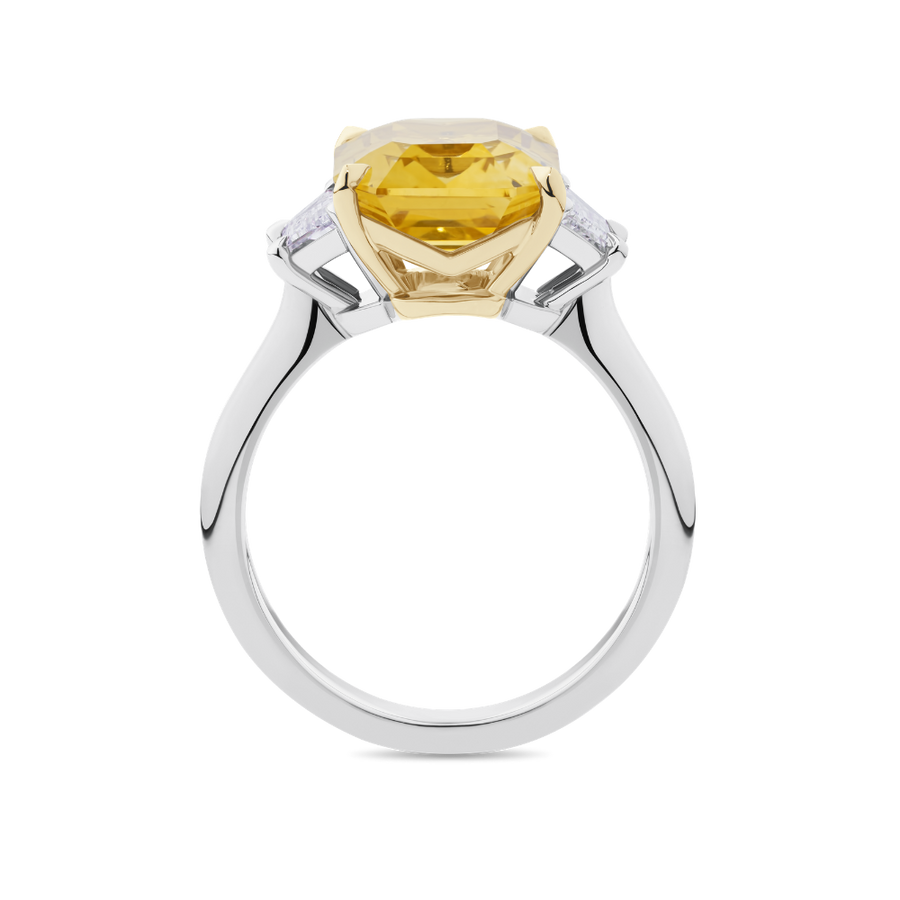 Emerald Cut Yellow Sapphire Ring in Platinum