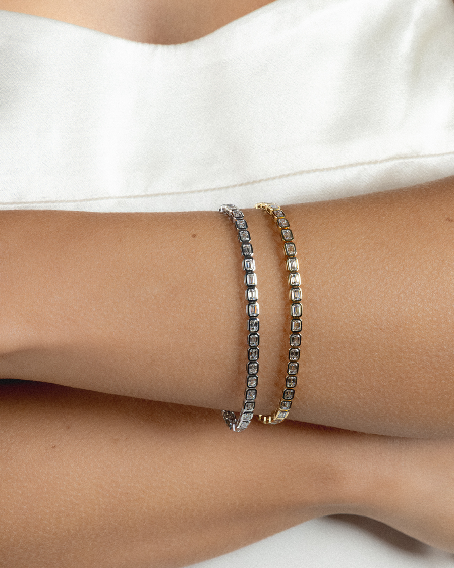 East–West Bezel Emerald Cut Diamond Bracelet