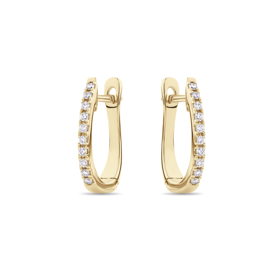 Micro Pave Diamond Huggie Earrings in 18ct Gold