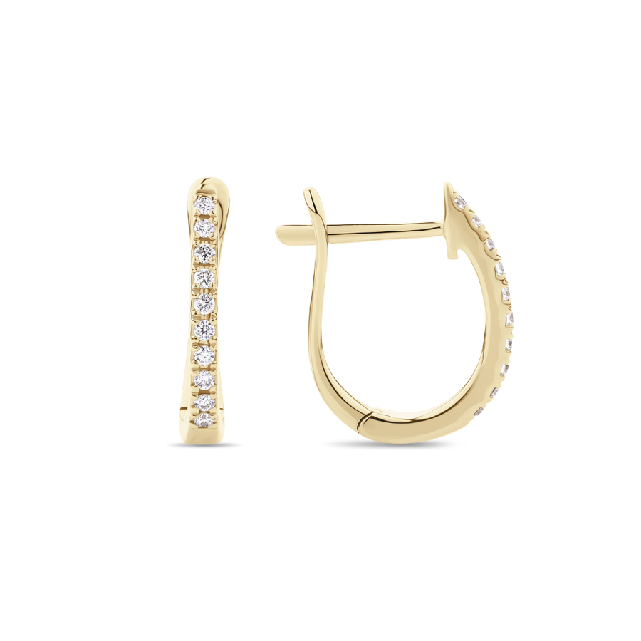 Micro Pave Diamond Huggie Earrings in 18ct Gold