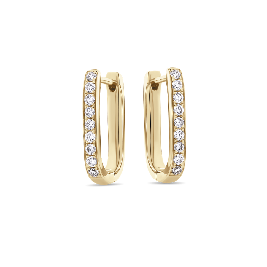Diamond Paperclip Huggies in 18ct Gold