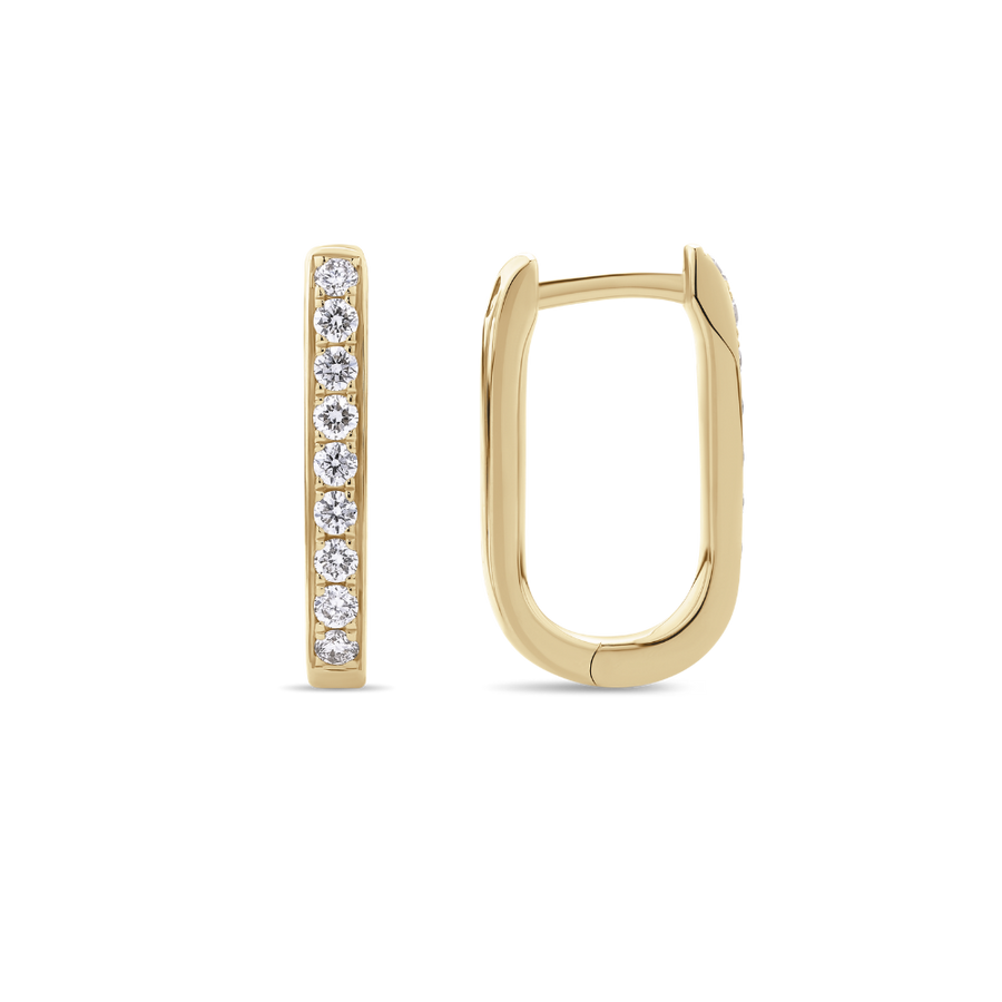 Diamond Paperclip Huggies in 18ct Gold