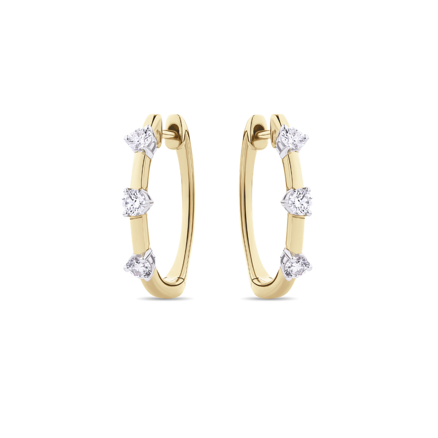 Diamond Two Tone Huggies in 18ct Yellow Gold