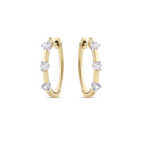 Diamond Two Tone Huggies in 18ct Yellow Gold