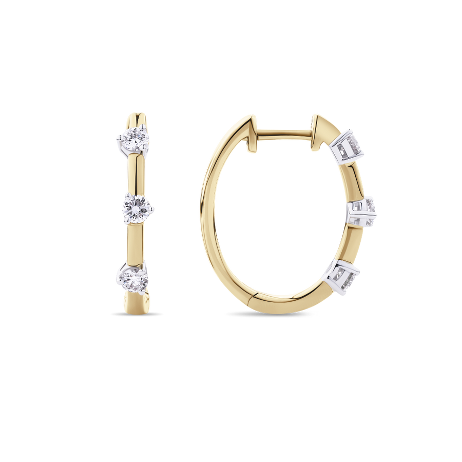 Diamond Two Tone Huggies in 18ct Yellow Gold