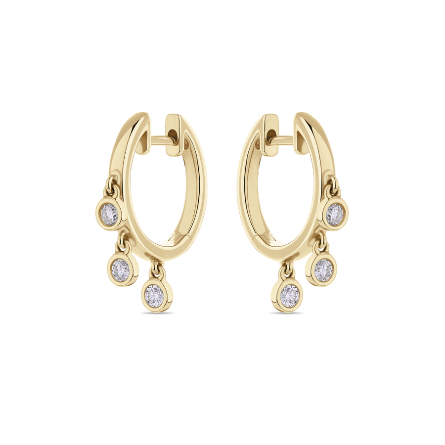 Diamond Drop Huggies in 18ct Yellow Gold