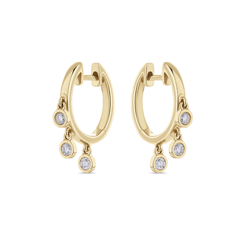 Diamond Drop Huggies in 18ct Yellow Gold