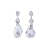 Showpiece Keshi Pearl and Diamond Earrings