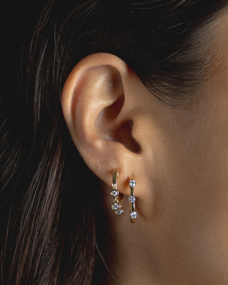 Diamond Drop Huggies in 18ct Yellow Gold