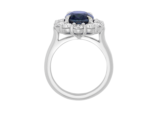 Ceylon Sapphire and Diamond Cluster