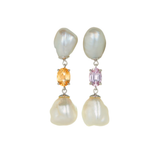Sapphire and Keshi Pearl Trio Earrings