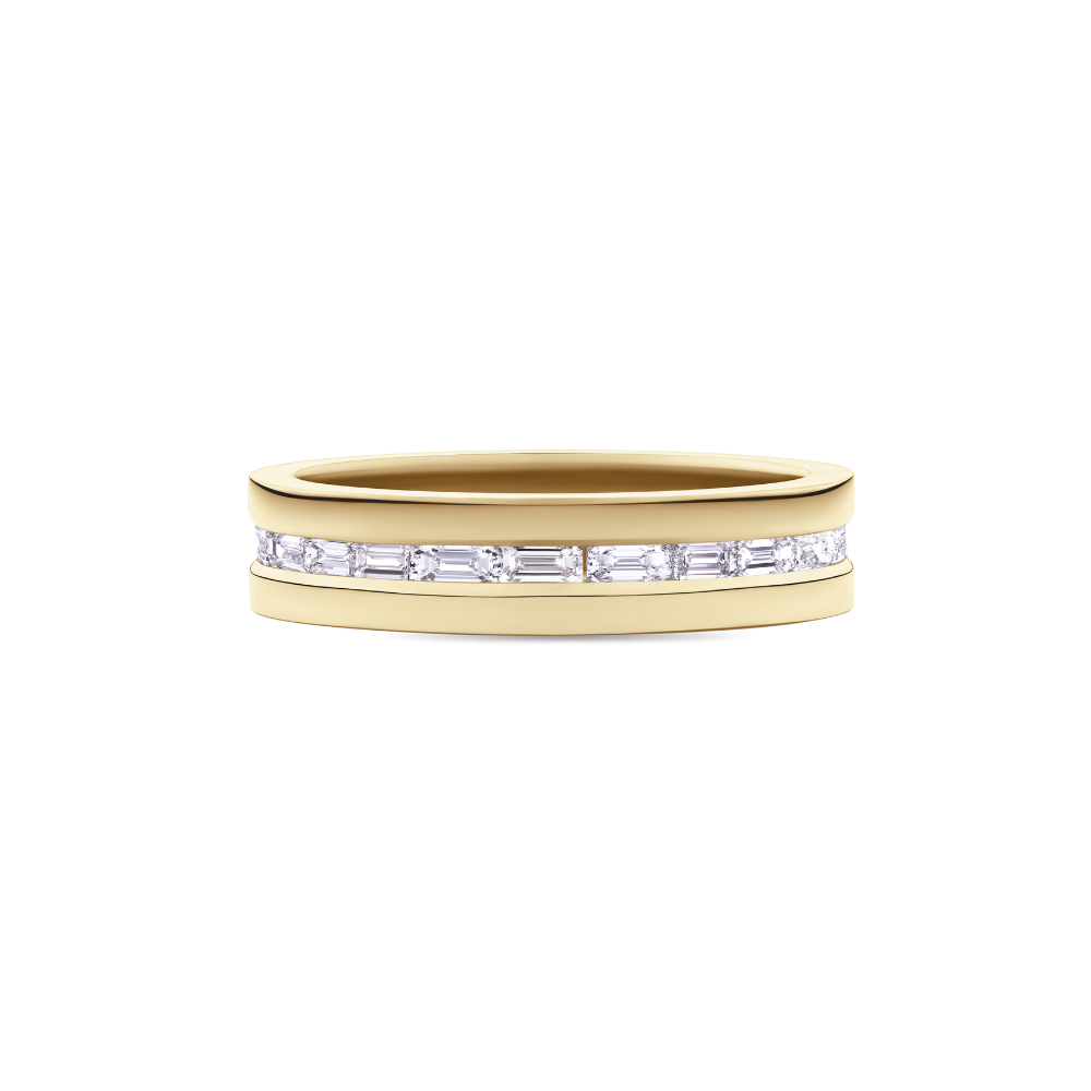 Mens Diamond Set Wedding Band in 18ct Yellow Gold