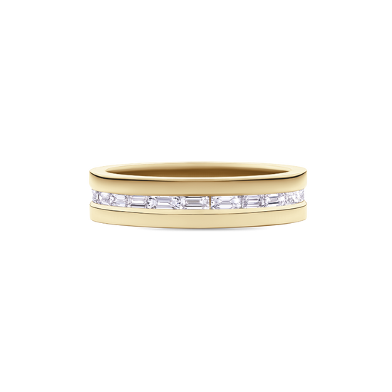 Mens Diamond Set Wedding Band in 18ct Yellow Gold