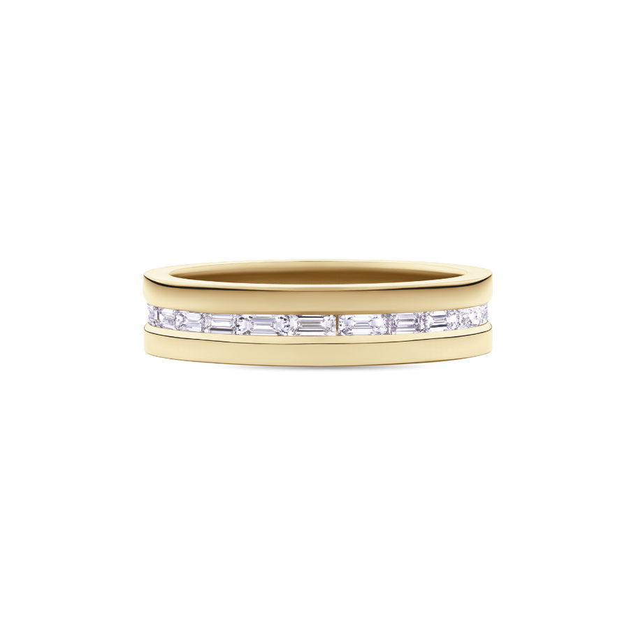 Mens Diamond Set Wedding Band in 18ct Yellow Gold
