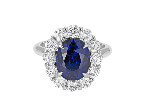 Ceylon Sapphire and Diamond Cluster