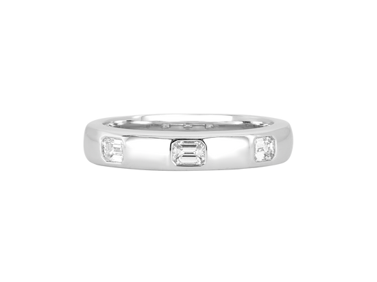 A.G hammer set emerald cut wedding band in Silver. 