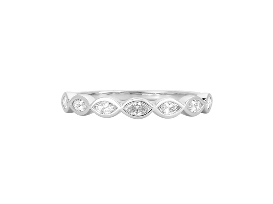 W.30 | Marquise Cut Diamond Bezel Wedding Band