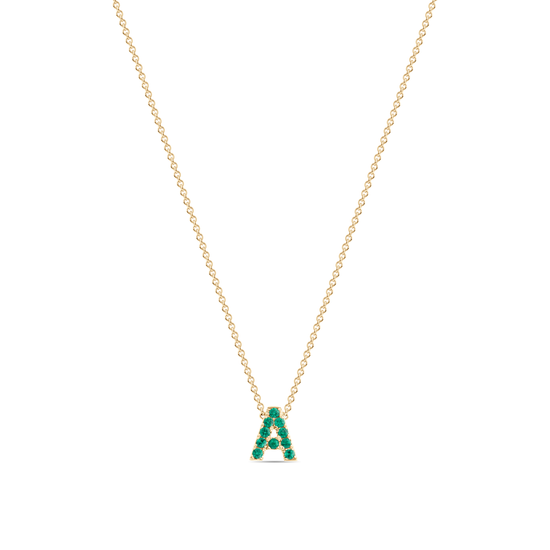 Petit Gemstone Letter Necklace in 18ct Gold