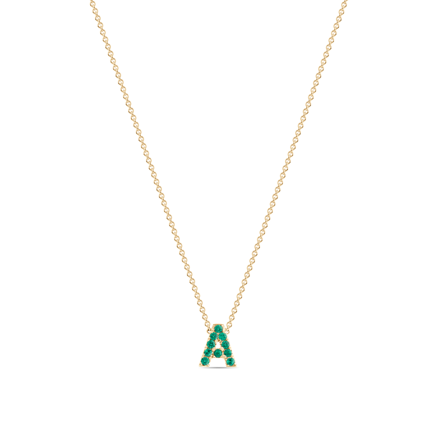 Petit Gemstone Letter Necklace in 18ct Gold