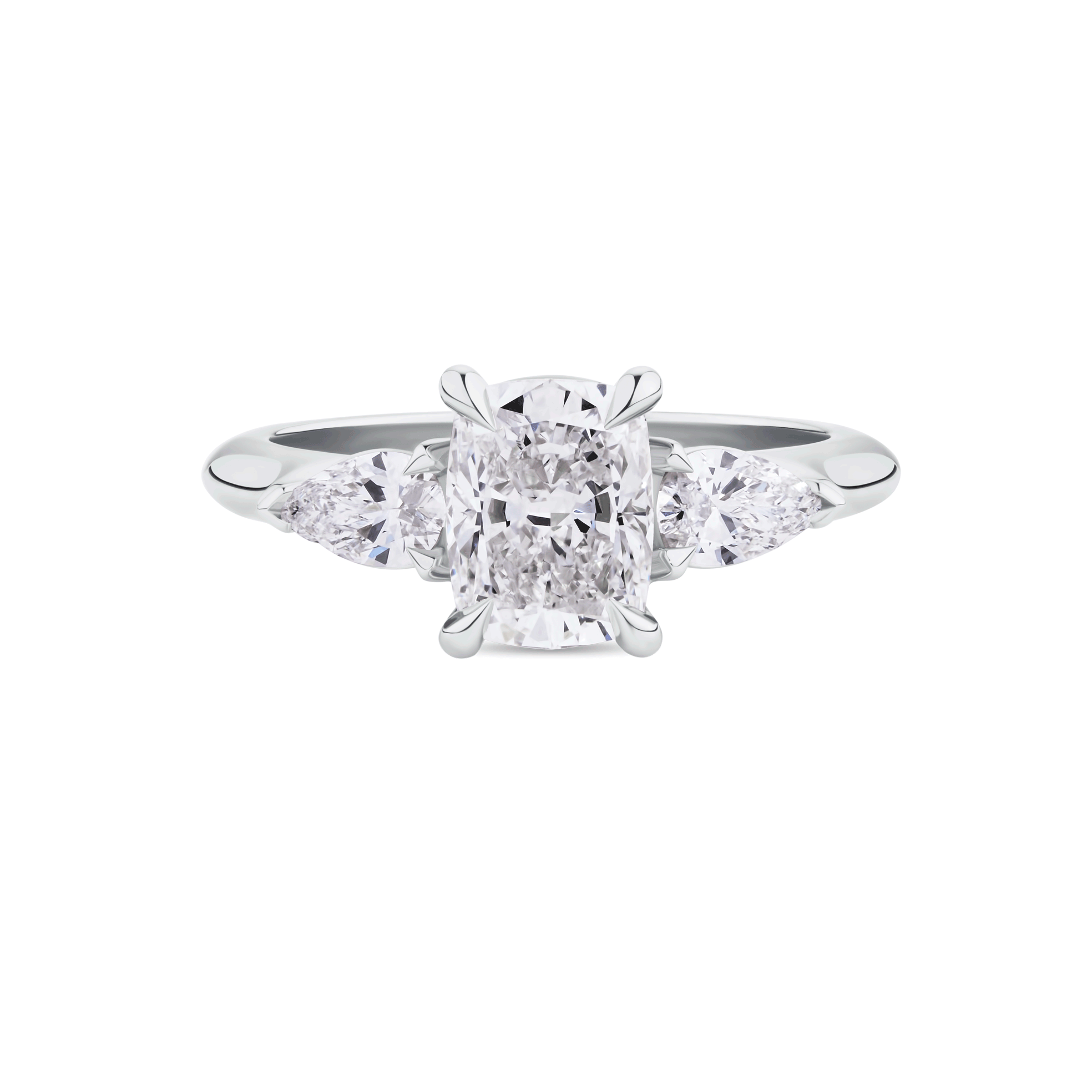 Elongated Cushion and Pear Cut Engagement Ring