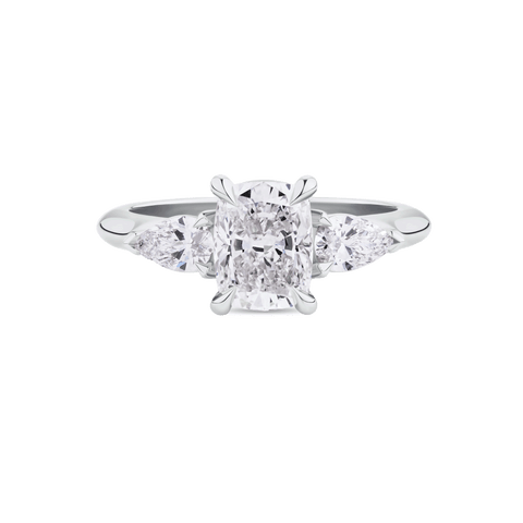 Elongated Cushion and Pear Cut Engagement Ring