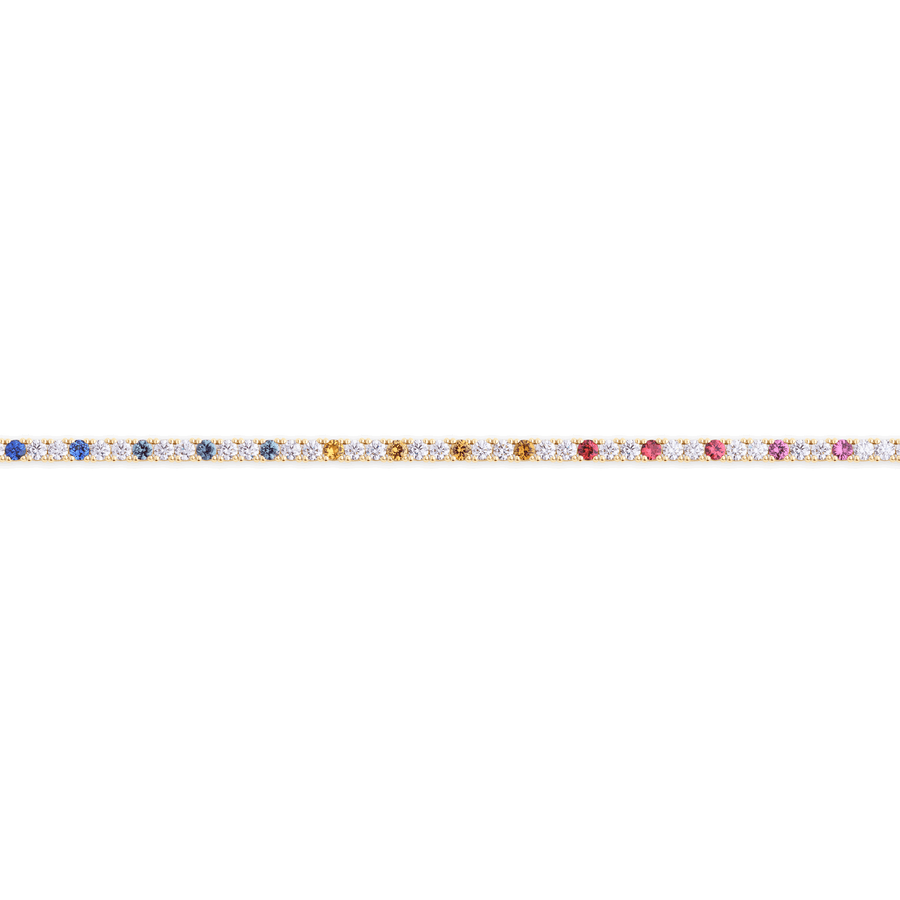Rainbow Sapphire & Diamond Tennis Necklace in 18ct Gold