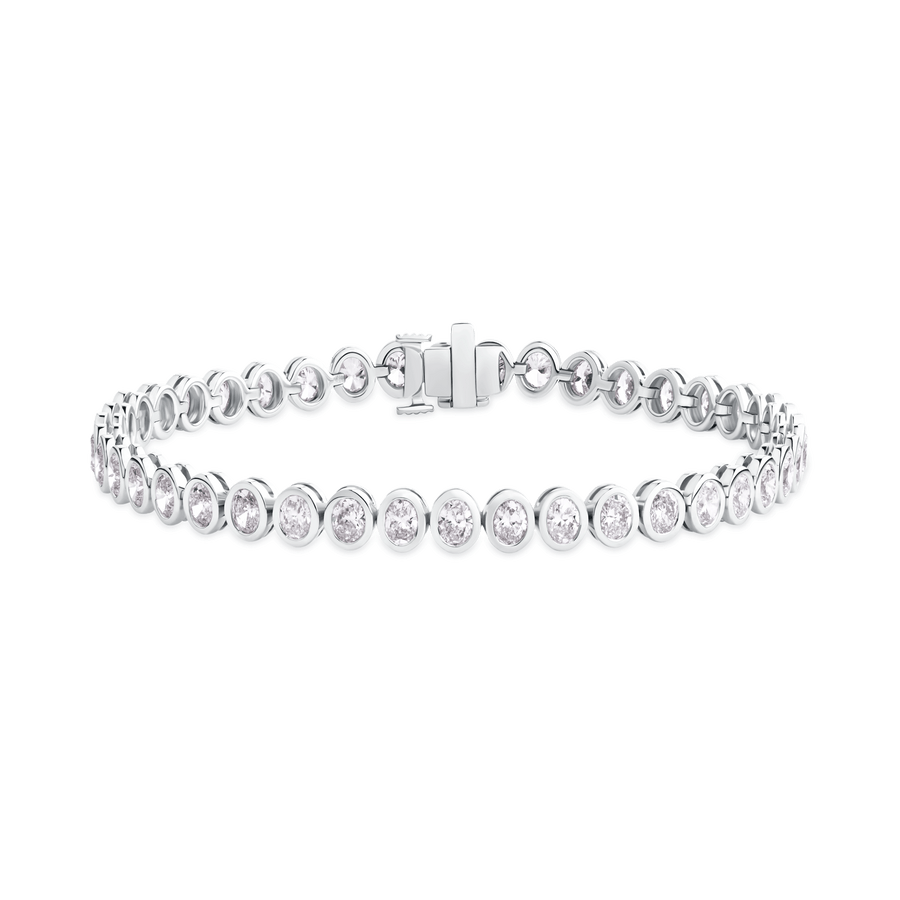 Bezel North-South Oval Diamond Tennis Bracelet | WG